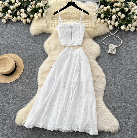 Bow-tie Camisole & Skirt Crochet 2Pcs