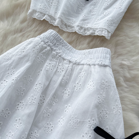 Bow-tie Camisole & Skirt Crochet 2Pcs