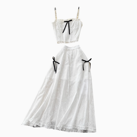 Bow-tie Camisole & Skirt Crochet 2Pcs
