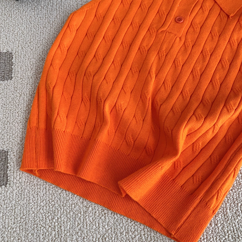 Niche Polo Collar Knitted Top