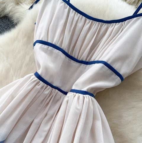 Ethnic Celadon Printed Lace-up Dress