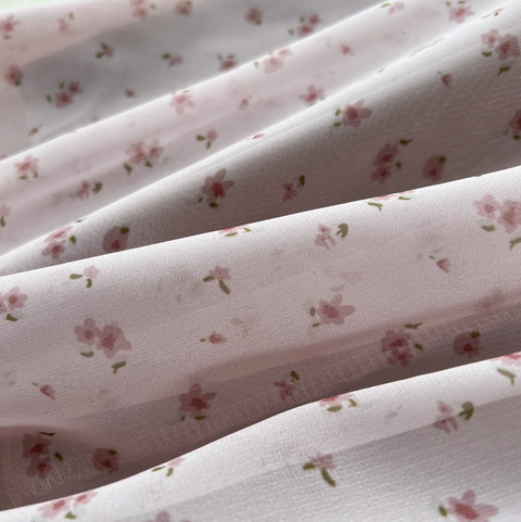 French Style Lace-up Pink Floral Dress