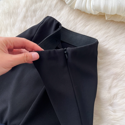 Beaded Asymmetric Top & Skirt 2Pcs