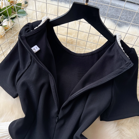 Beaded Asymmetric Top & Skirt 2Pcs