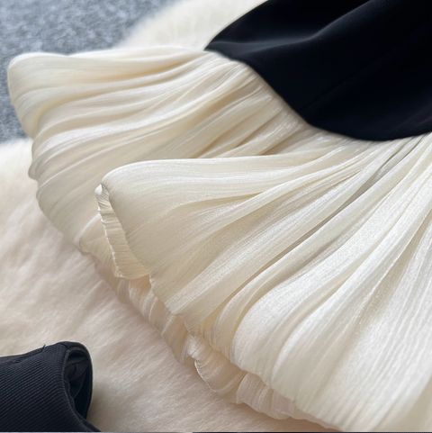 Beaded Asymmetric Top & Skirt 2Pcs