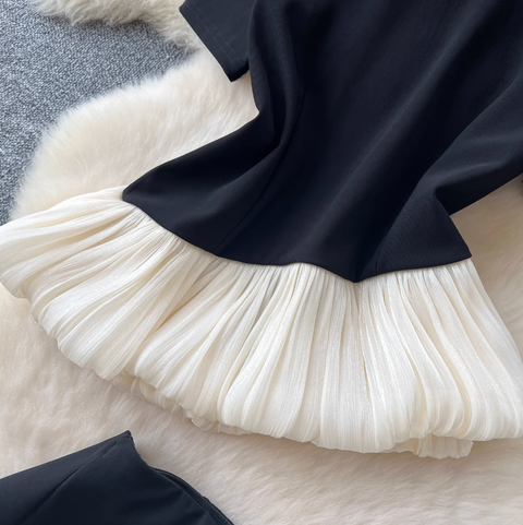 Beaded Asymmetric Top & Skirt 2Pcs