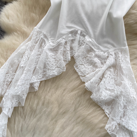 Kitty Printed Shirt with Lace Ribbon