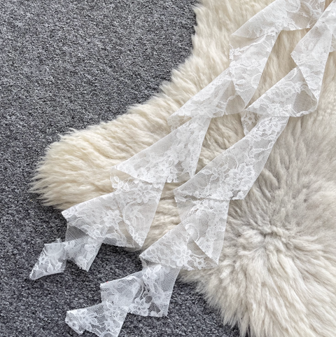 Kitty Printed Shirt with Lace Ribbon