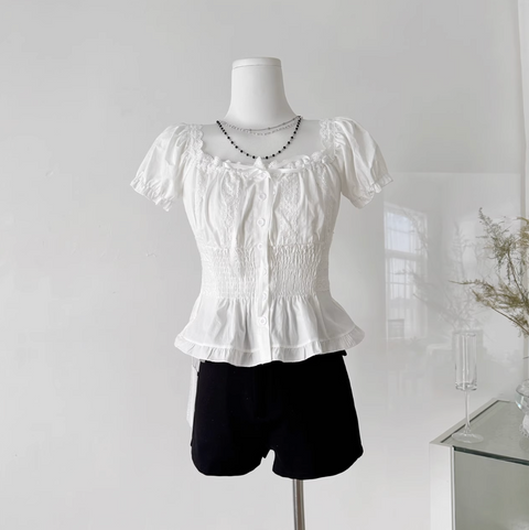 Sweetie Off-shoulder Ruffled Chiffon Shirt