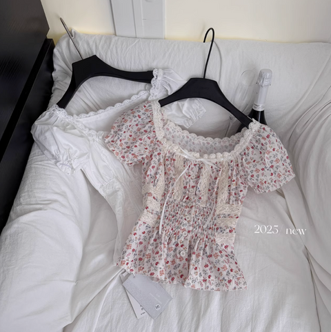 Sweetie Off-shoulder Ruffled Chiffon Shirt