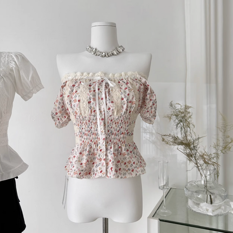 Sweetie Off-shoulder Ruffled Chiffon Shirt