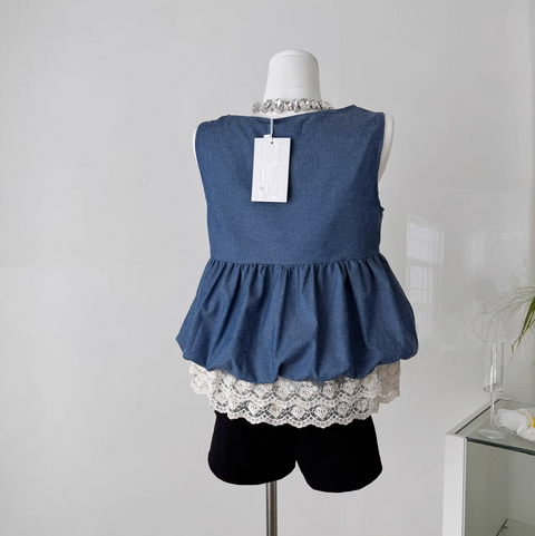 Niche Denim Bow-tie Sleeveless Top