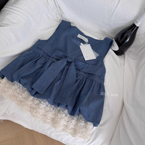 Niche Denim Bow-tie Sleeveless Top