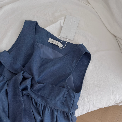 Niche Denim Bow-tie Sleeveless Top