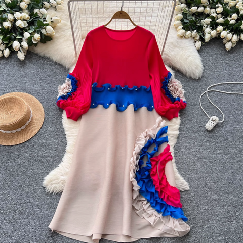 Niche Design Beaded Ruffled Dress