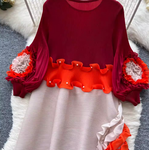 Niche Design Beaded Ruffled Dress