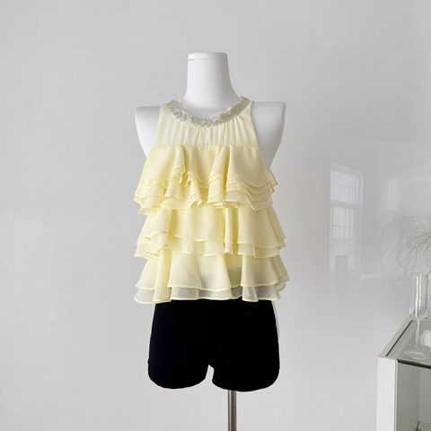 Sweetie Bright Yellow Ruffled Halter Top