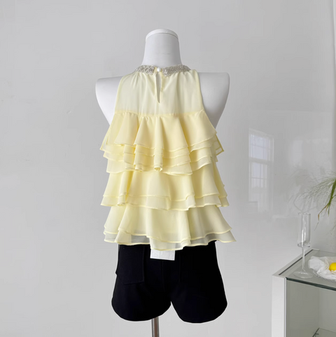 Sweetie Bright Yellow Ruffled Halter Top