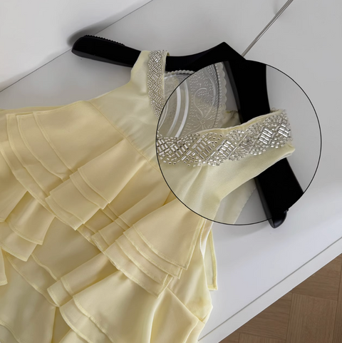 Sweetie Bright Yellow Ruffled Halter Top