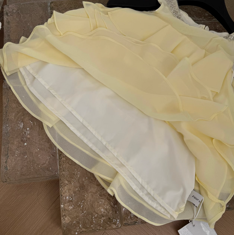 Sweetie Bright Yellow Ruffled Halter Top