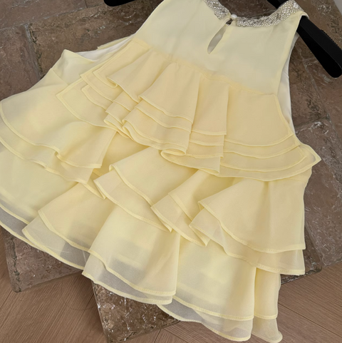 Sweetie Bright Yellow Ruffled Halter Top