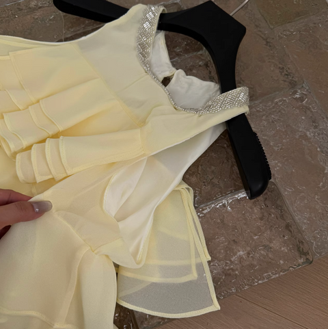 Sweetie Bright Yellow Ruffled Halter Top