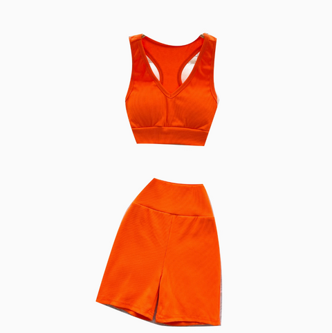 Deep V-neck Vest & Shorts Sportswear 2Pcs