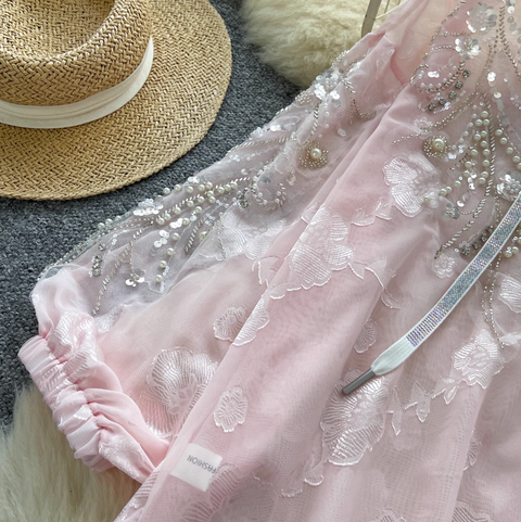 Sequined Embroidery Hooded Sunscreen Top