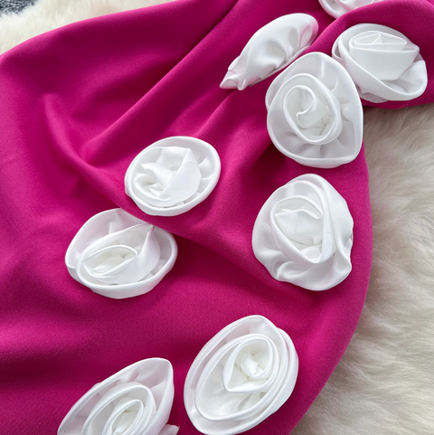 3D Flower Backless Beaded Slip Dress