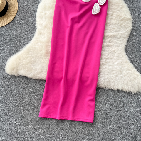 3D Flower Backless Beaded Slip Dress