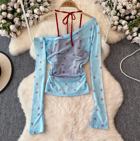 Hottie Slant Neckline Lace-up Top