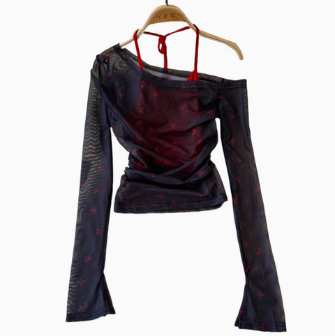 Hottie Slant Neckline Lace-up Top