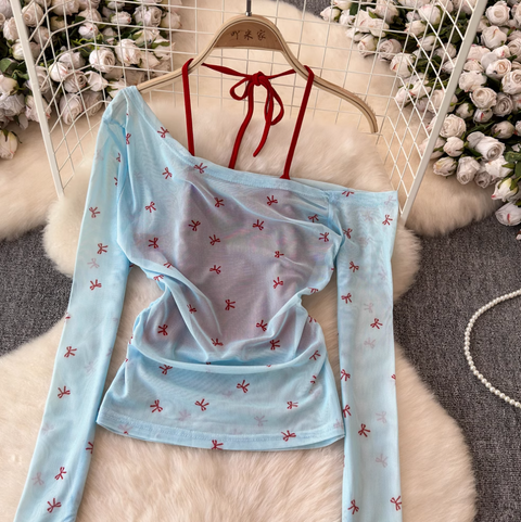 Hottie Slant Neckline Lace-up Top