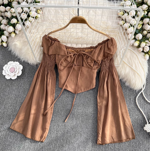 Flared Sleeve Off-shoulder Short Top