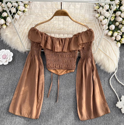 Flared Sleeve Off-shoulder Short Top