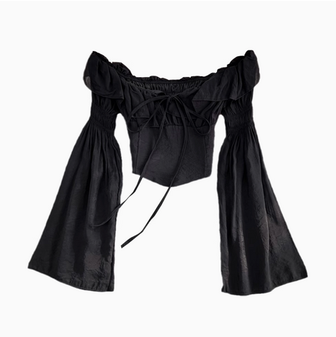 Flared Sleeve Off-shoulder Short Top