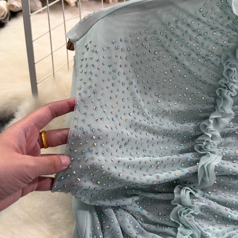 Chic Shiny Beaded Pleated Shirt