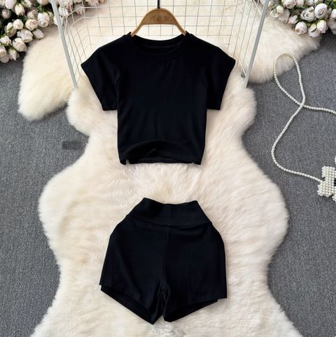 T-shirt & Shorts Stretchy Sportswear 2Pcs