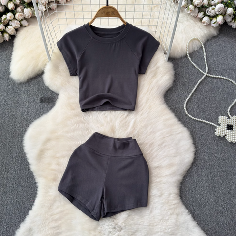 T-shirt & Shorts Stretchy Sportswear 2Pcs