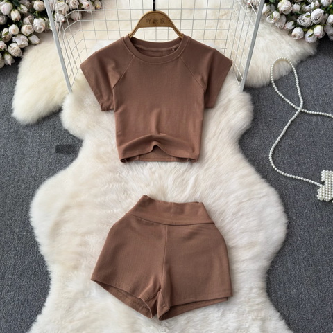 T-shirt & Shorts Stretchy Sportswear 2Pcs