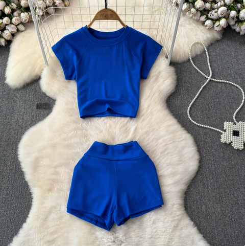 T-shirt & Shorts Stretchy Sportswear 2Pcs