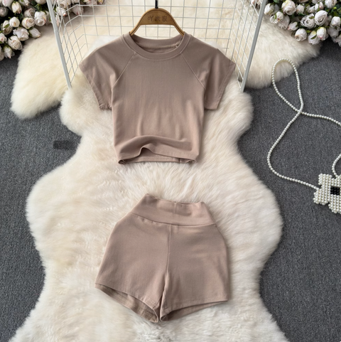 T-shirt & Shorts Stretchy Sportswear 2Pcs