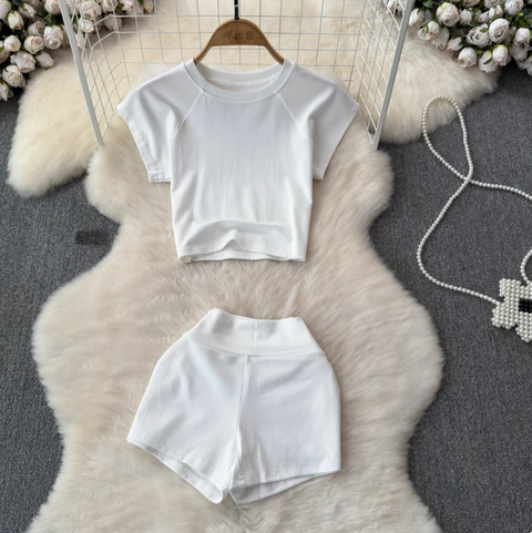 T-shirt & Shorts Stretchy Sportswear 2Pcs