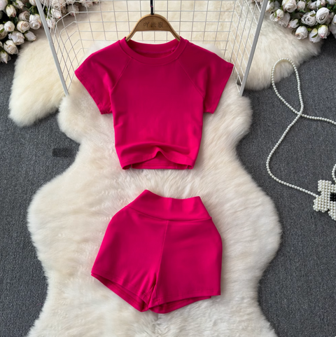 T-shirt & Shorts Stretchy Sportswear 2Pcs