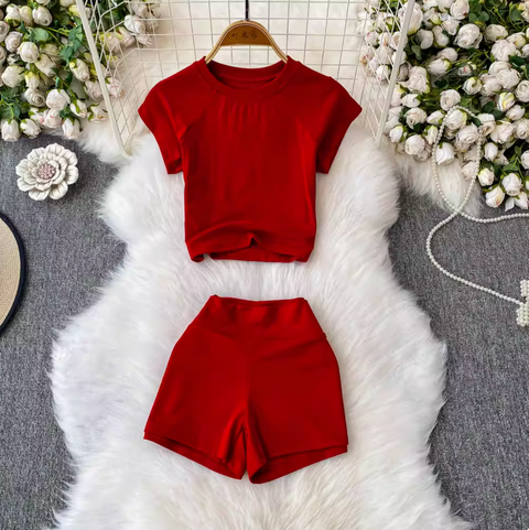 T-shirt & Shorts Stretchy Sportswear 2Pcs