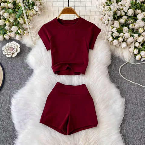T-shirt & Shorts Stretchy Sportswear 2Pcs
