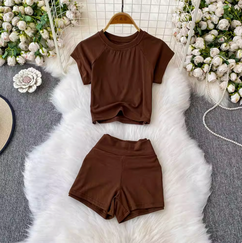 T-shirt & Shorts Stretchy Sportswear 2Pcs