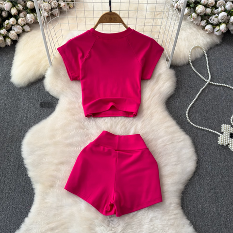 T-shirt & Shorts Stretchy Sportswear 2Pcs