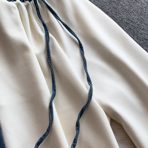 Sweatshirt & Trousers Denim Patchwork 2Pcs