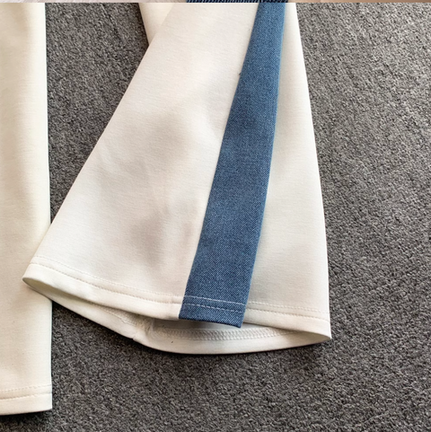 Sweatshirt & Trousers Denim Patchwork 2Pcs